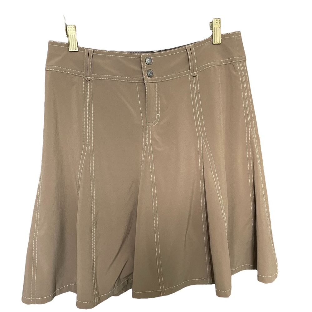 ATHLETA Whatever Women's Tan Fit and Flare Stretch Athletic Skort Skirt EUC Sz 4